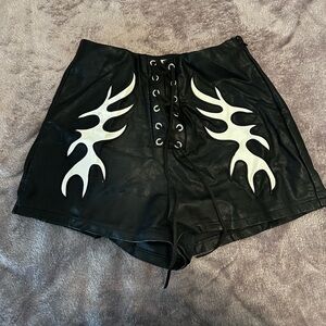 12th Tribe Danica Black Vegan Leather Shorts